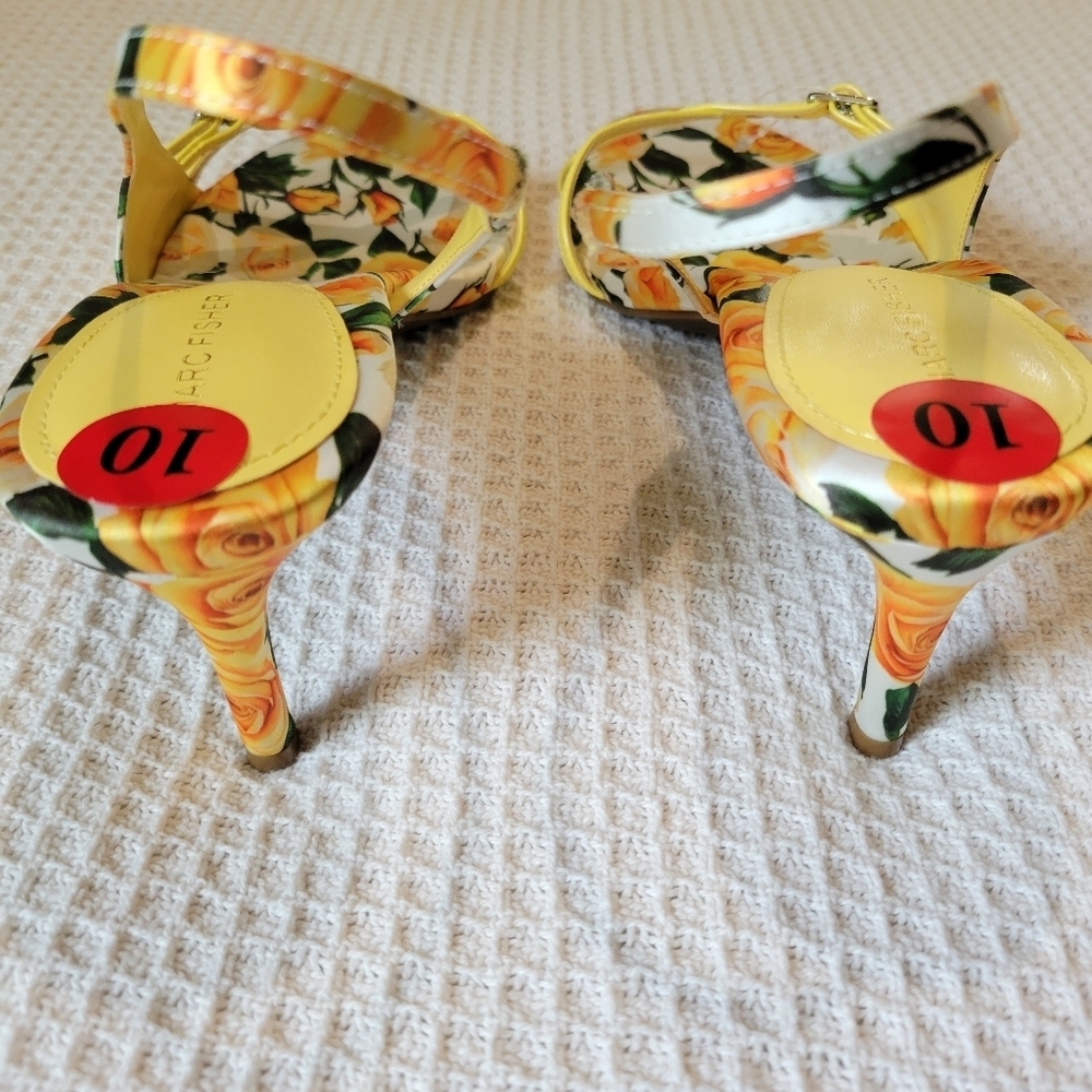 Floral Yellow Strappy Heels - Picture 8 of 13